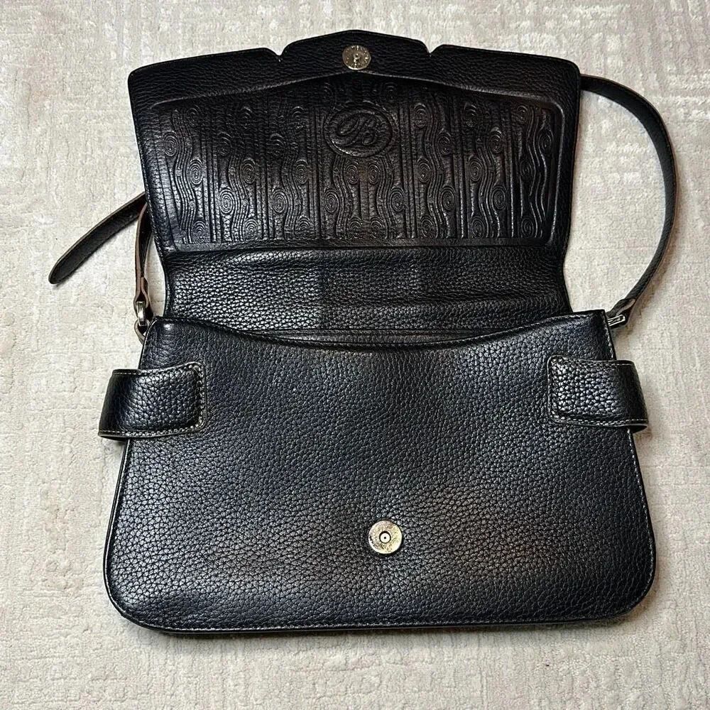 Brighton Black Pebbled Leather Chain Accent Multi Compartment Bag - Picture 4 of 13